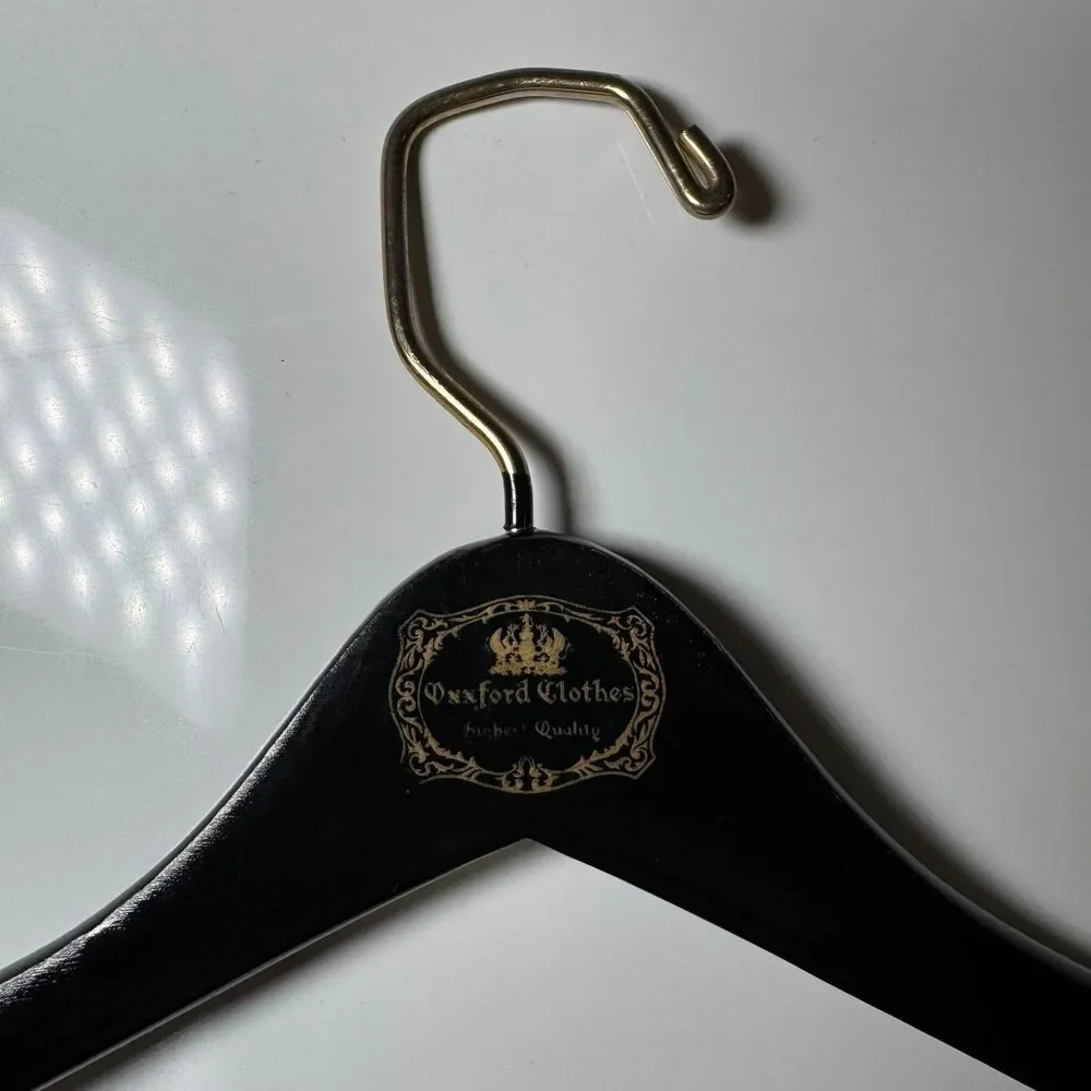 Neiman Marcus Oxxford Clothes Vintage Wooden Suit Hangers Lot of 2 Black Gold